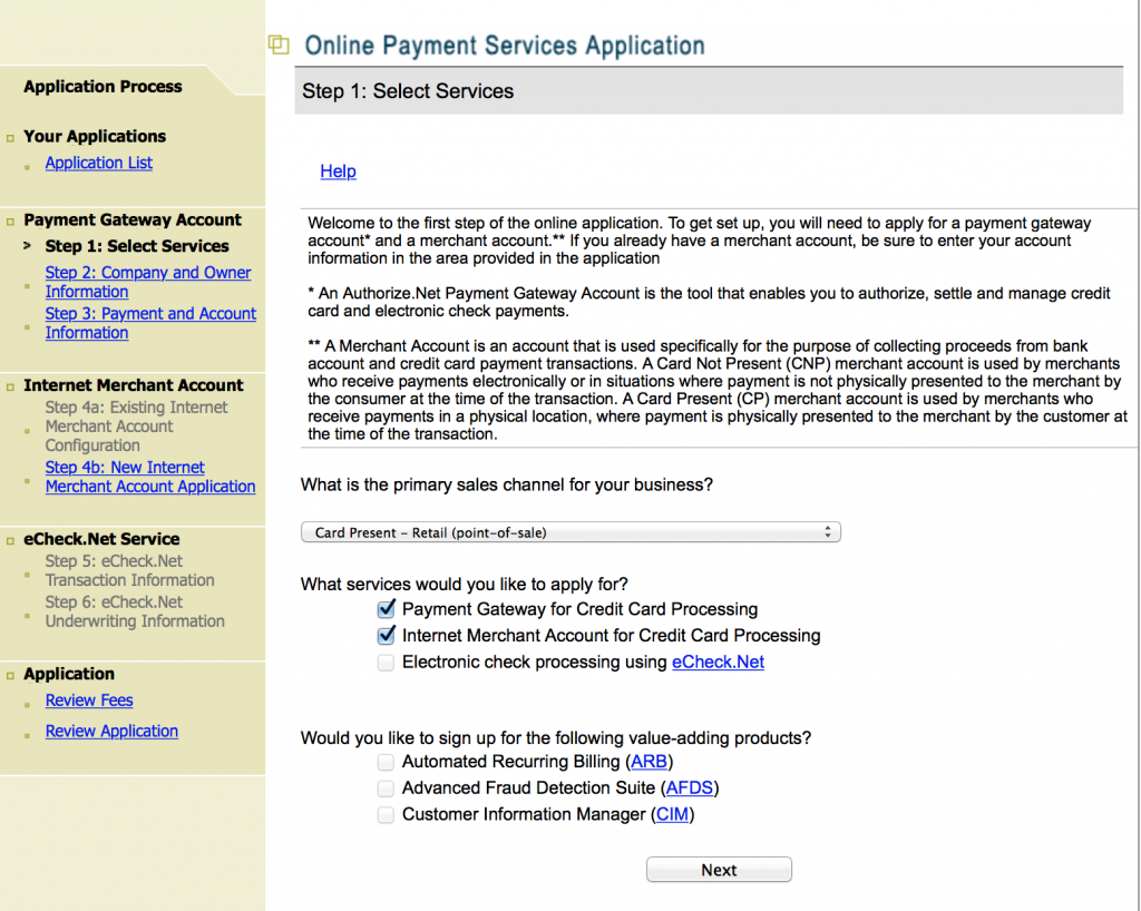 Merchant Account Application